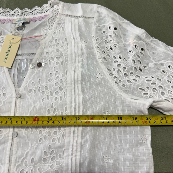 Sundance Valeria Eyelet Pink Shirt Size M - Picture 10 of 12